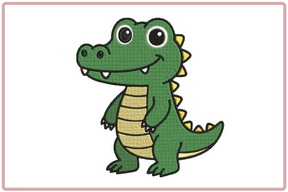 Cute Crocodile Embroidery Design