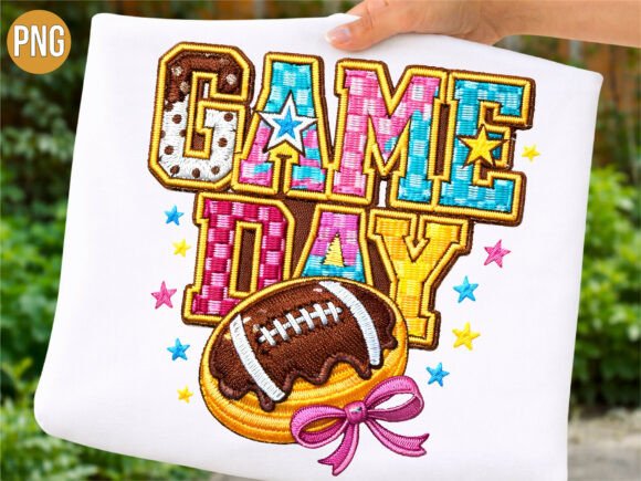 Game Day Football Embroidery PNG T-Shirt