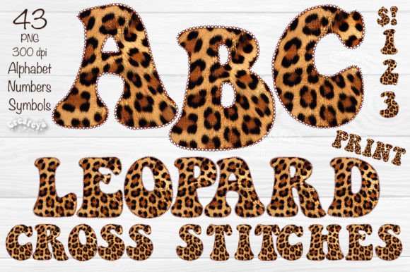 Leopard Alphabet PNG Cross Stitches